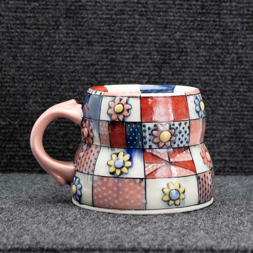 Red Patchwork Mug, ceramic SNYB082