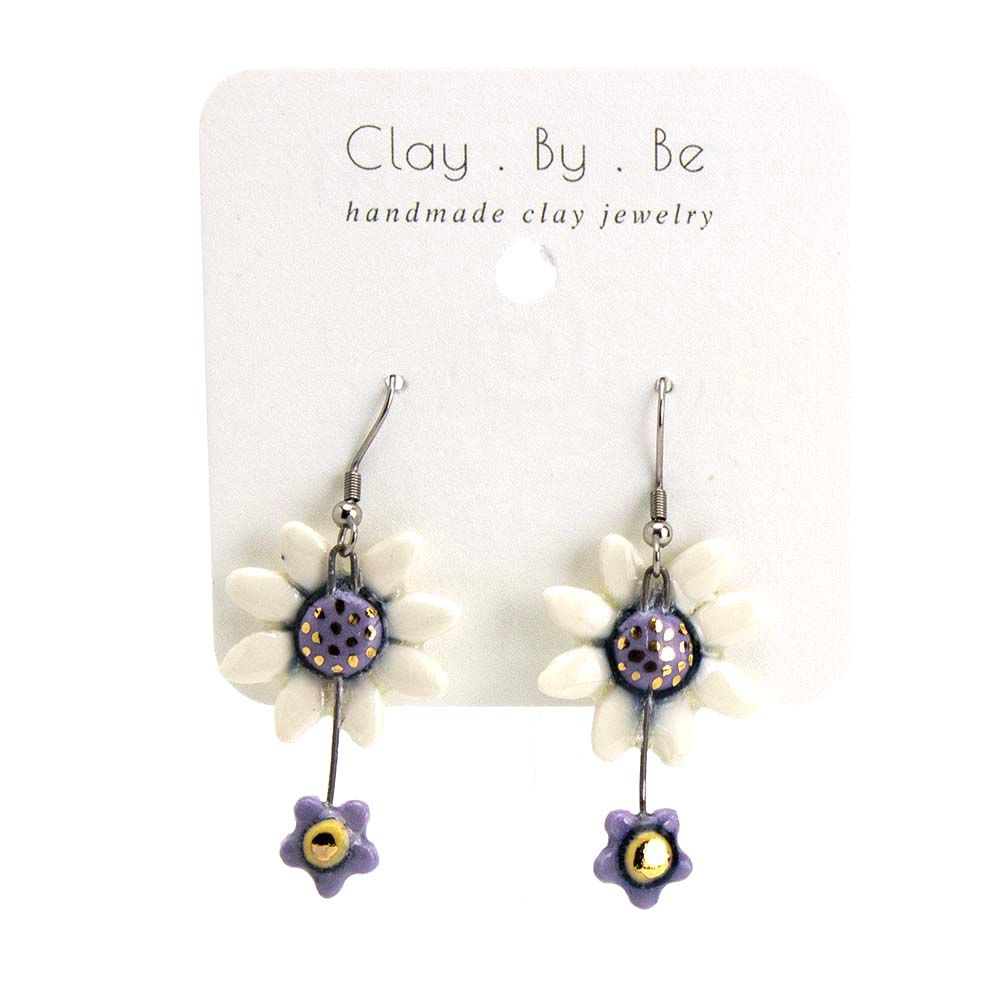 Double Flowers Lavender Centers, earrings SNYB077