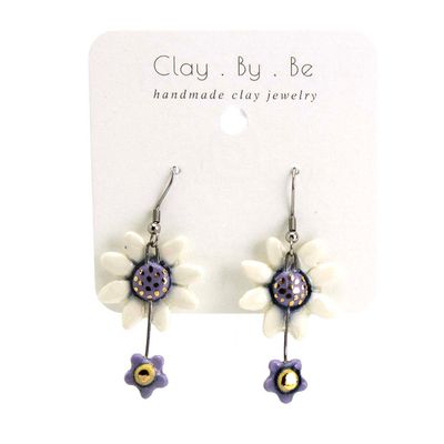 Double Flowers Lavender Centers, earrings SNYB077