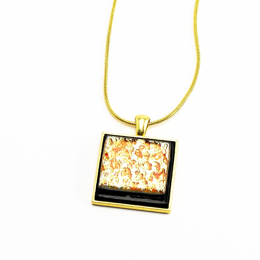 Golden Orange Glass, necklace VINK882