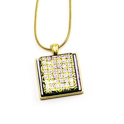 Golden Pink Spirals Glass, necklace VINK881