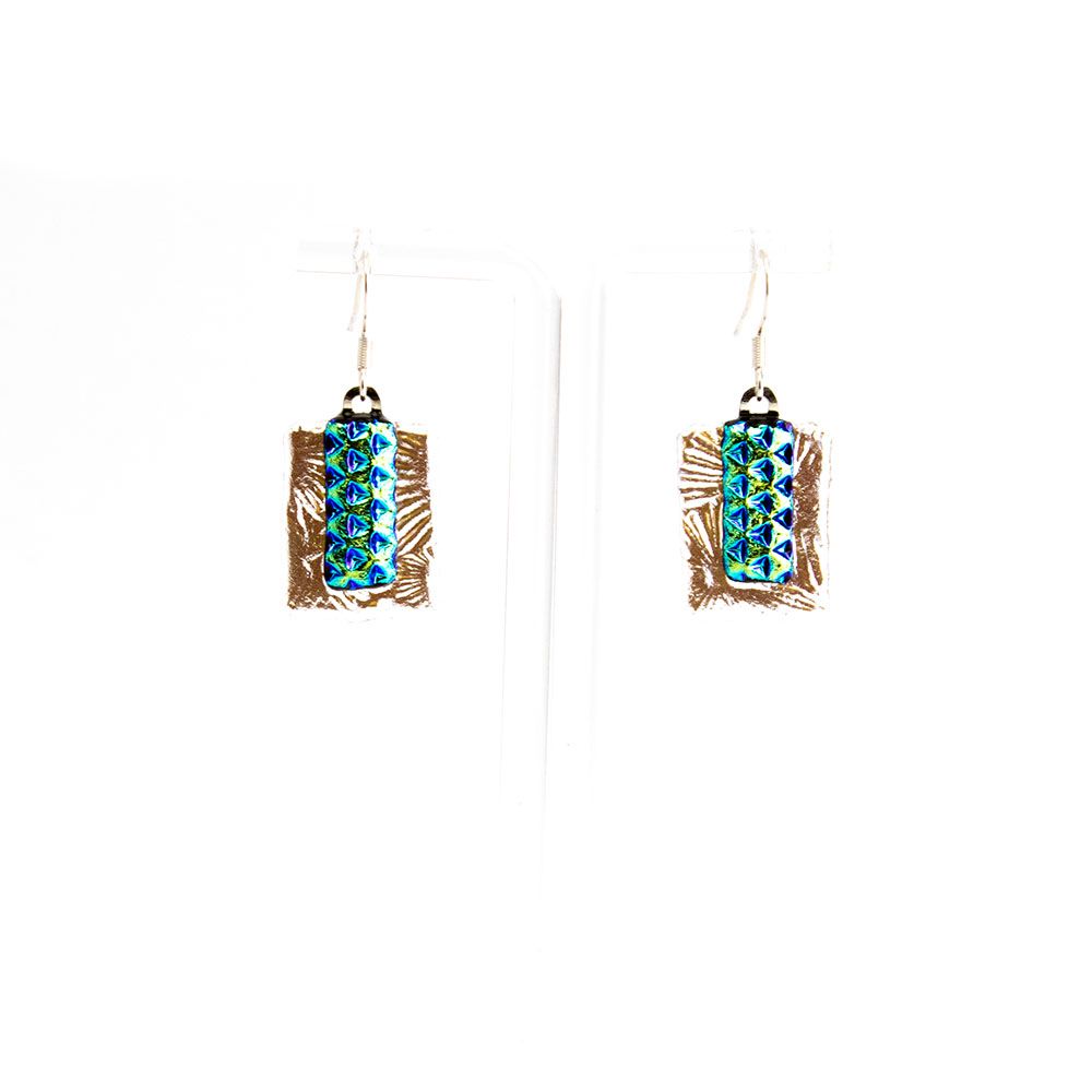 Ice Blue with Blues Greens Glass, earrings VINK888