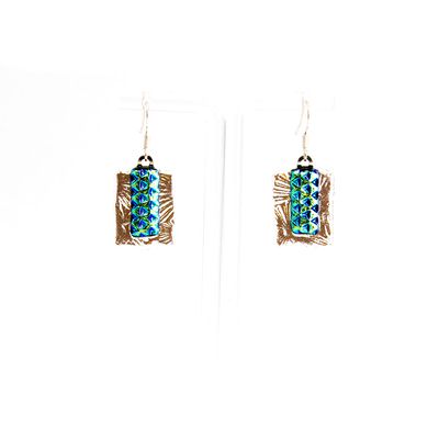 Ice Blue with Blues Greens Glass, earrings VINK888