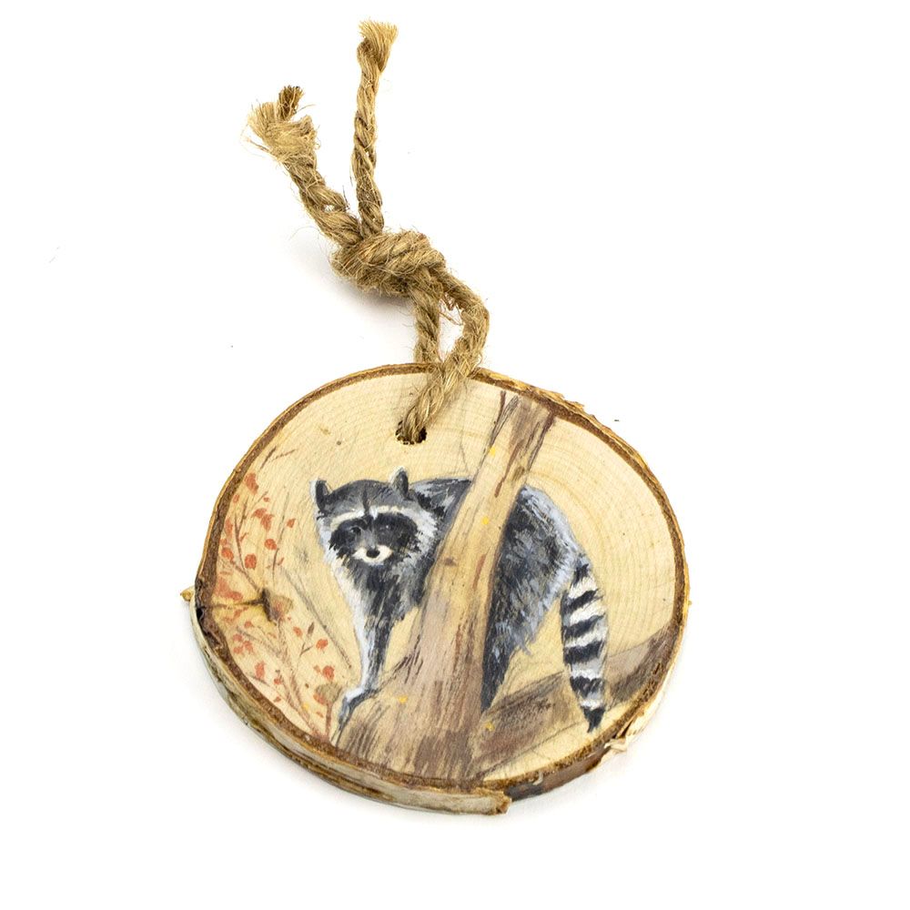 Raccoon, wood ornament BARJ171