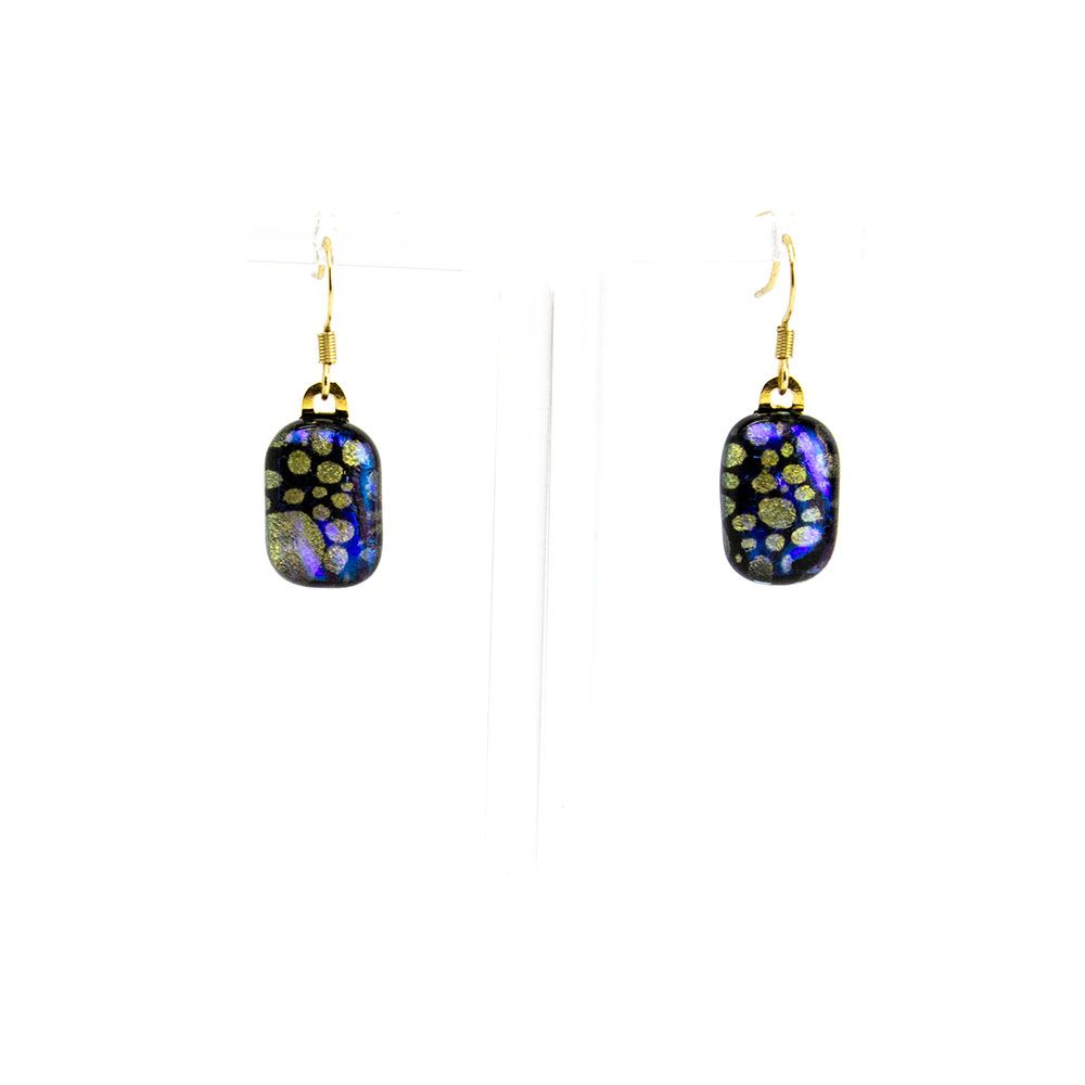 Purple, Silver, Black Glass, earrings VINK885