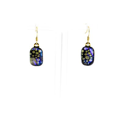 Purple, Silver, Black Glass, earrings VINK885