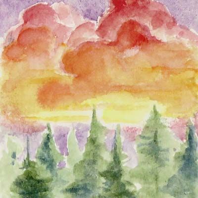 Pine Forest, mini watercolor BOWE27