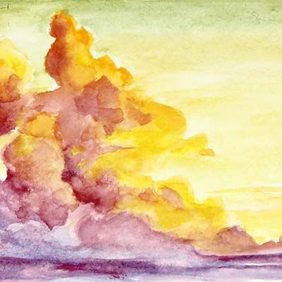Sunset Clouds, original art postcard BOWE30