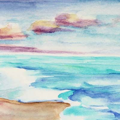 Empty Beach, original art postcard BOWE34