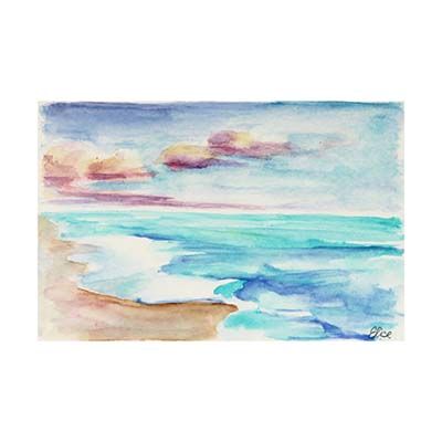 Empty Beach, original art postcard BOWE34