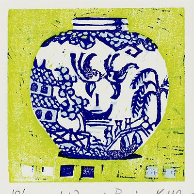 Willow Pot, woodcut print ARMK044