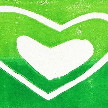 Green Heart, card block print WYSJ480