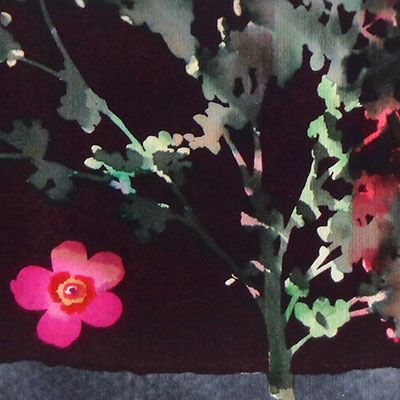 Single Pink Flower with Tree, card FOWB119