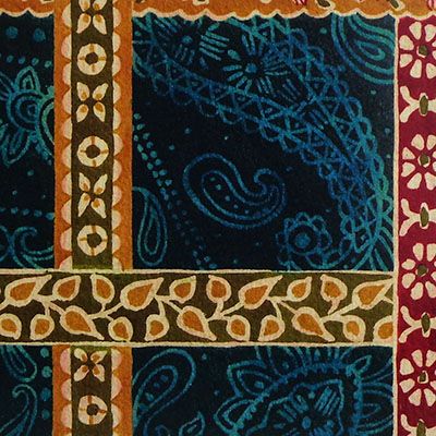 Teal Paisley with Cross Stripe, card FOWB118