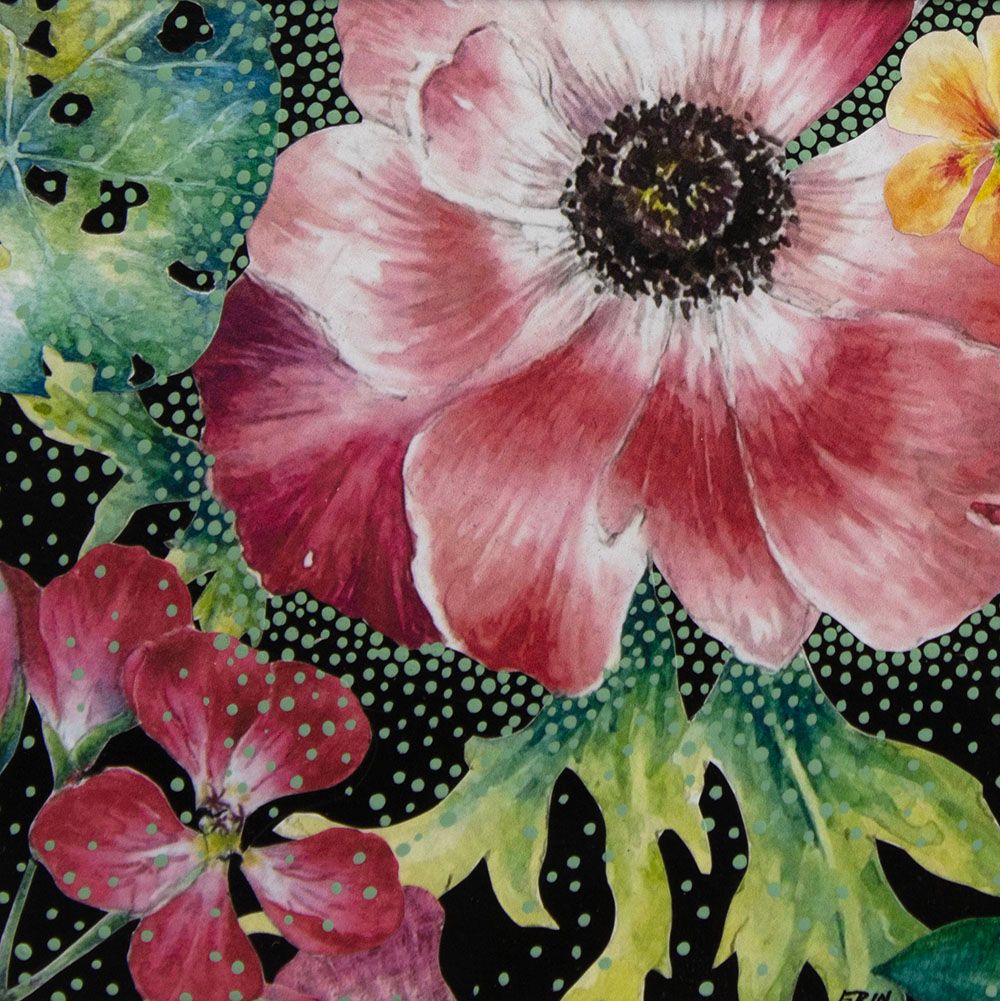 Midnight Garden 20, framed collage ENDE211