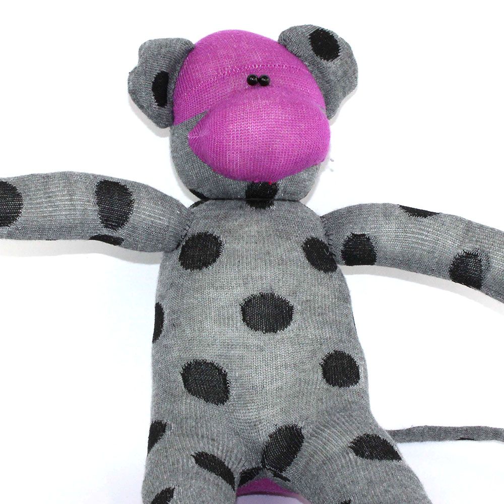 Grey with Black Dots, sock monkey GOLE150
