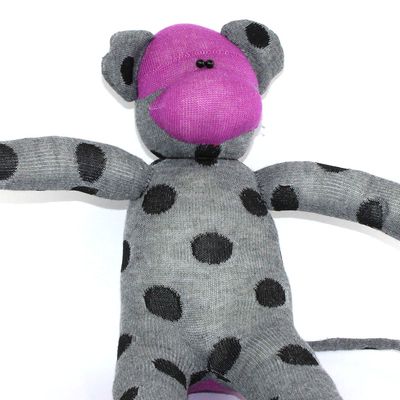 Grey with Black Dots, sock monkey GOLE150