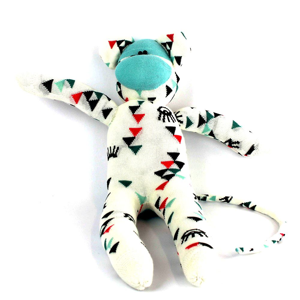 White with Triangles, sock monkey GOLE149