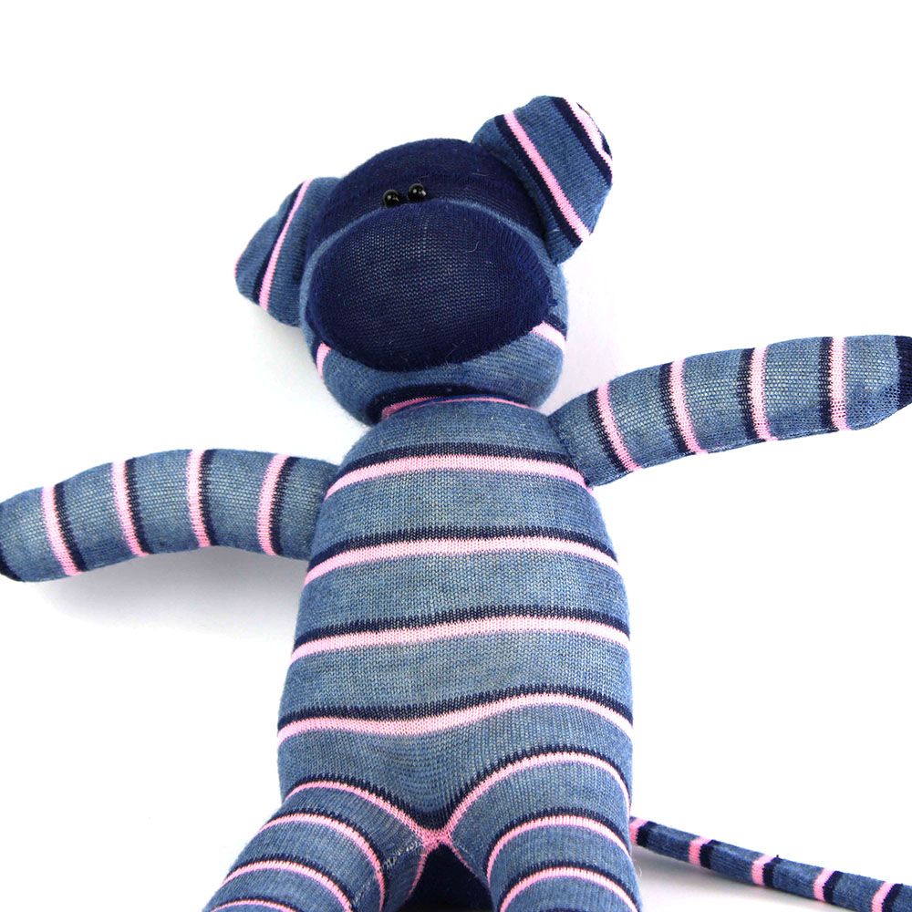 Pink &amp; Blue Stripes, sock monkey GOLE154