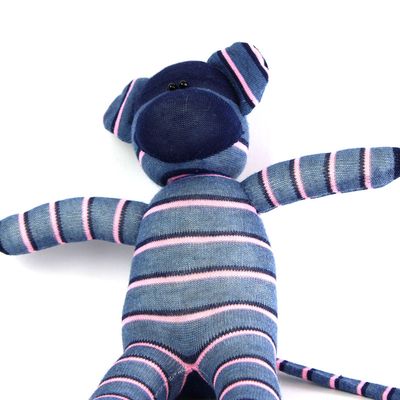 Pink &amp; Blue Stripes, sock monkey GOLE154