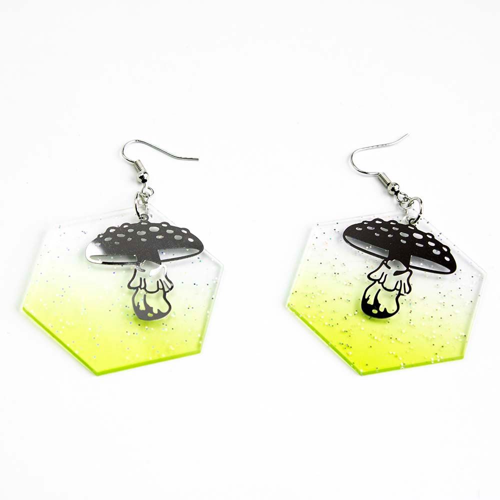 Silver and Yellow Mushroom, earrings LAPR533
