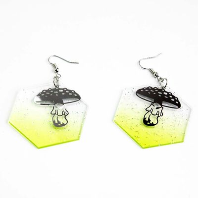 Silver and Yellow Mushroom, earrings LAPR533