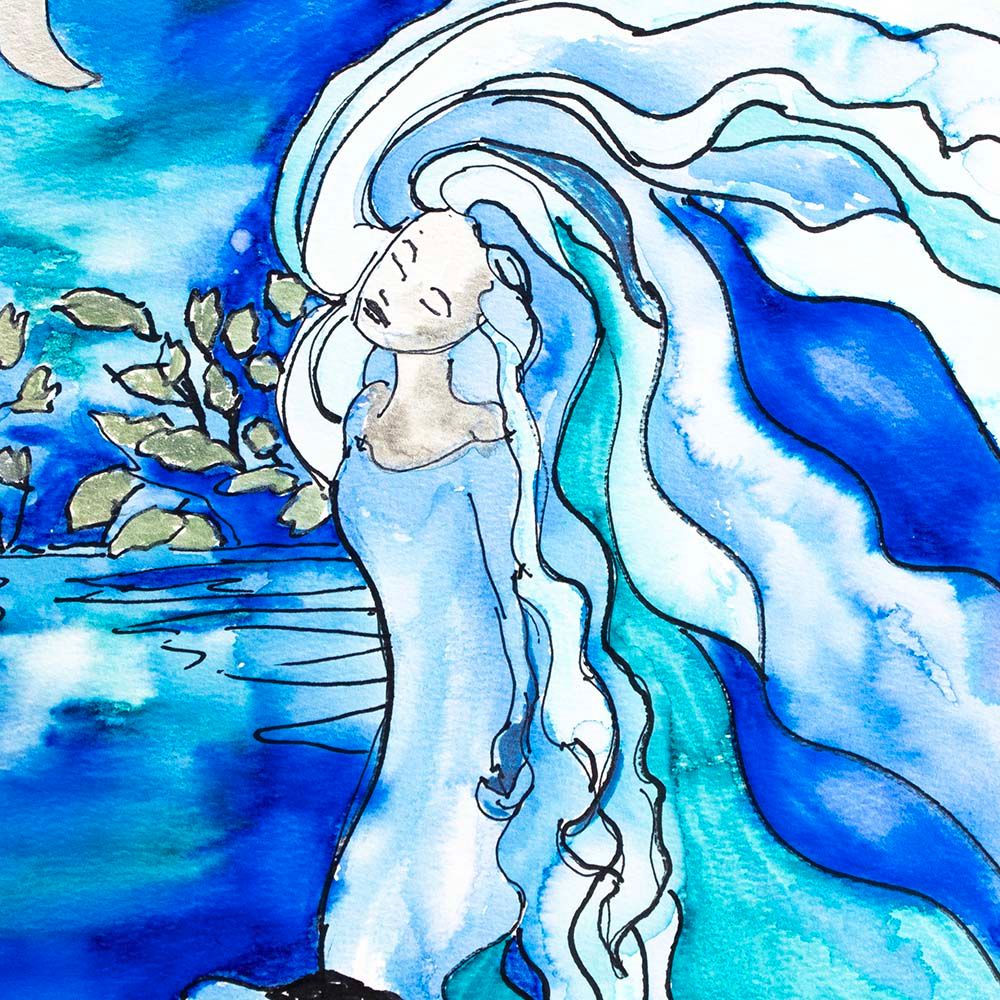 Blue Moon Godess, unframed painting SHEC049