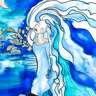 Blue Moon Godess, unframed painting SHEC049