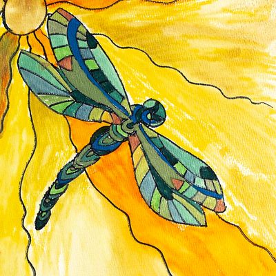 Dragonfly in Sunlight, unframed painting SHEC041
