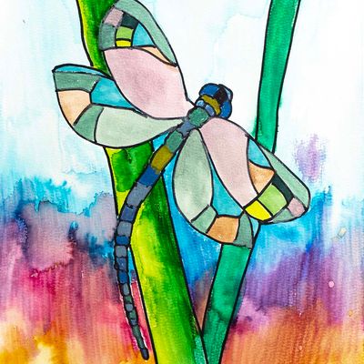 Dragonfly, unframed painting SHEC043