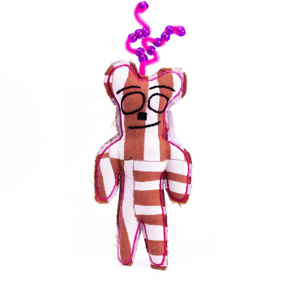 Checkered Blush Bear, small plushie PROM067