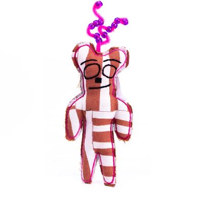Checkered Blush Bear, small plushie PROM067