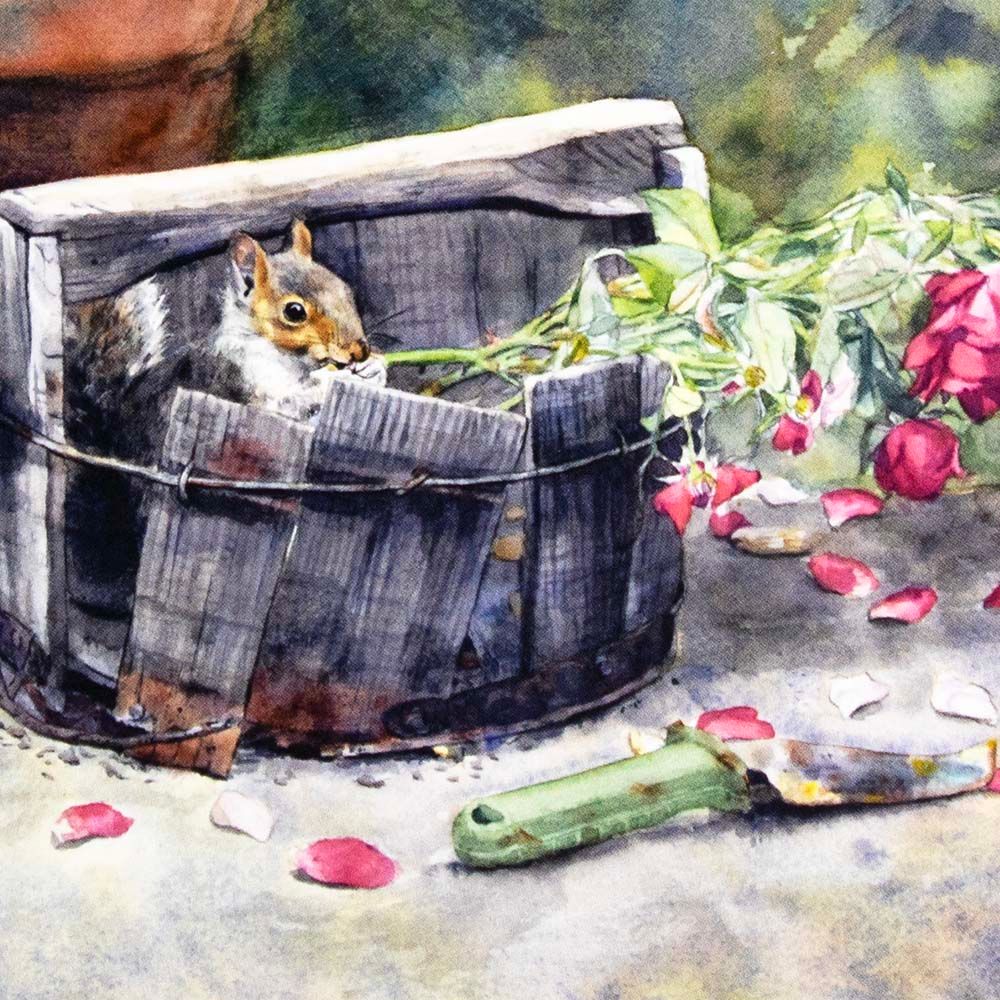 Squirrel in the Rose Bucket (C63), card KRUP73
