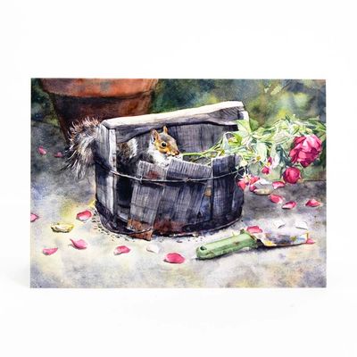 Squirrel in the Rose Bucket (C63), card KRUP73
