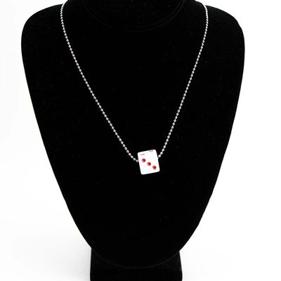 White Single Dice with Red Dots, necklace PROM082
