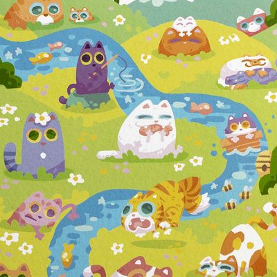 Springtime Cats Poster, print EPPC25