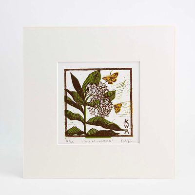 Tiny Milkweed, woodcut print ARMK047