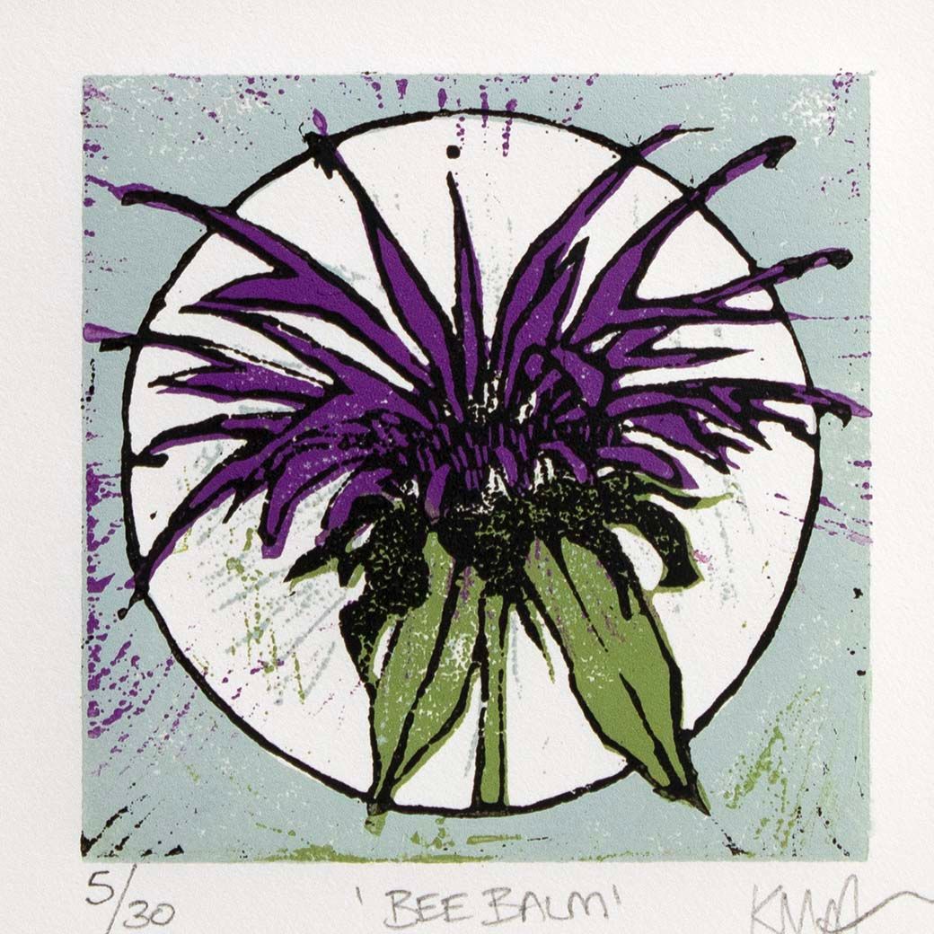Bee Balm, woodcut print ARMK046