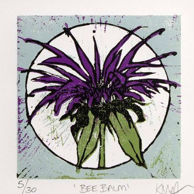 Bee Balm, woodcut print ARMK046