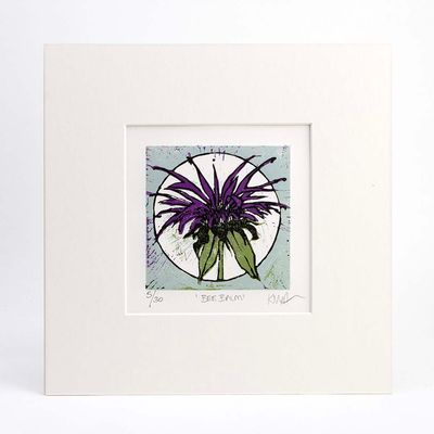 Bee Balm, woodcut print ARMK046
