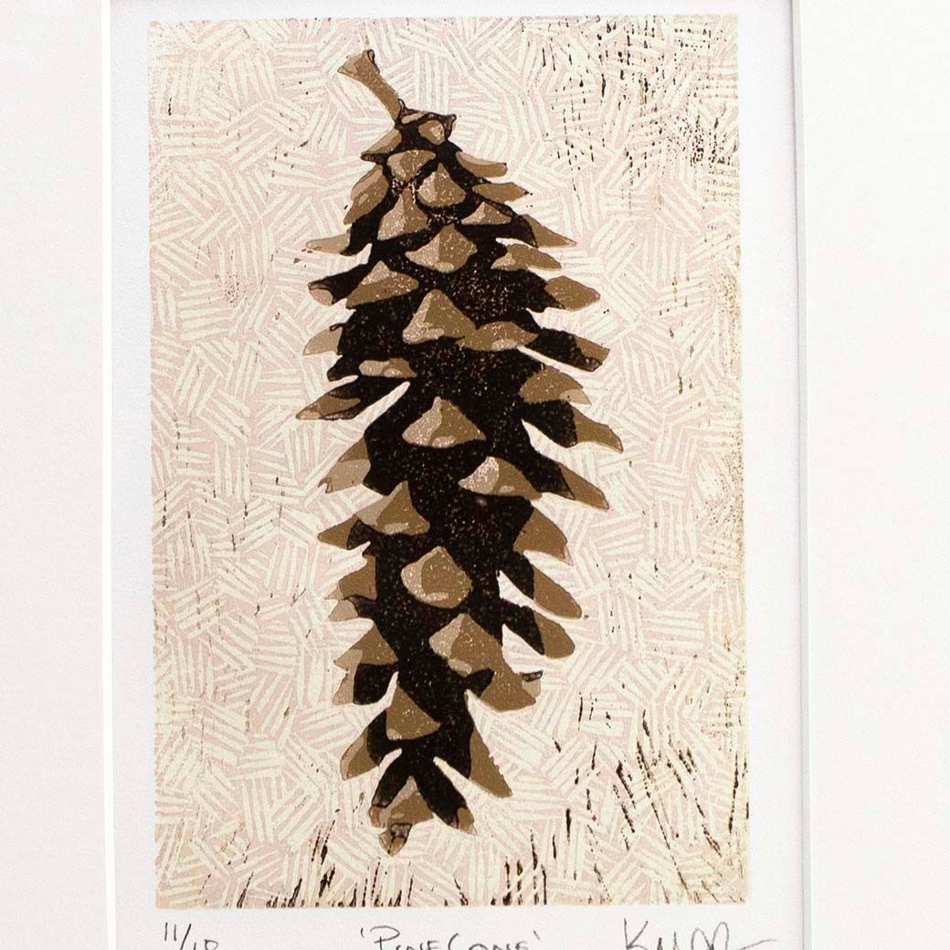 Pine Cone, woodcut print ARMK041