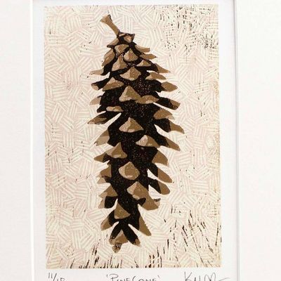 Pine Cone, woodcut print ARMK041