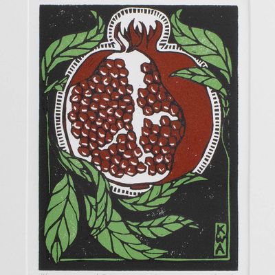 Pomegranate, woodcut print ARMK043