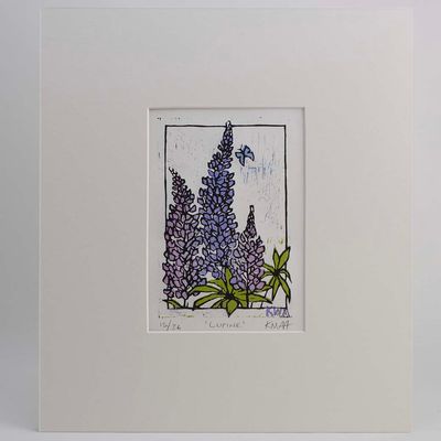 Lupine, woodcut print ARMK042