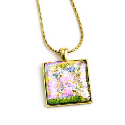 Iridescent Pinks Square Pendant, necklace VINK855