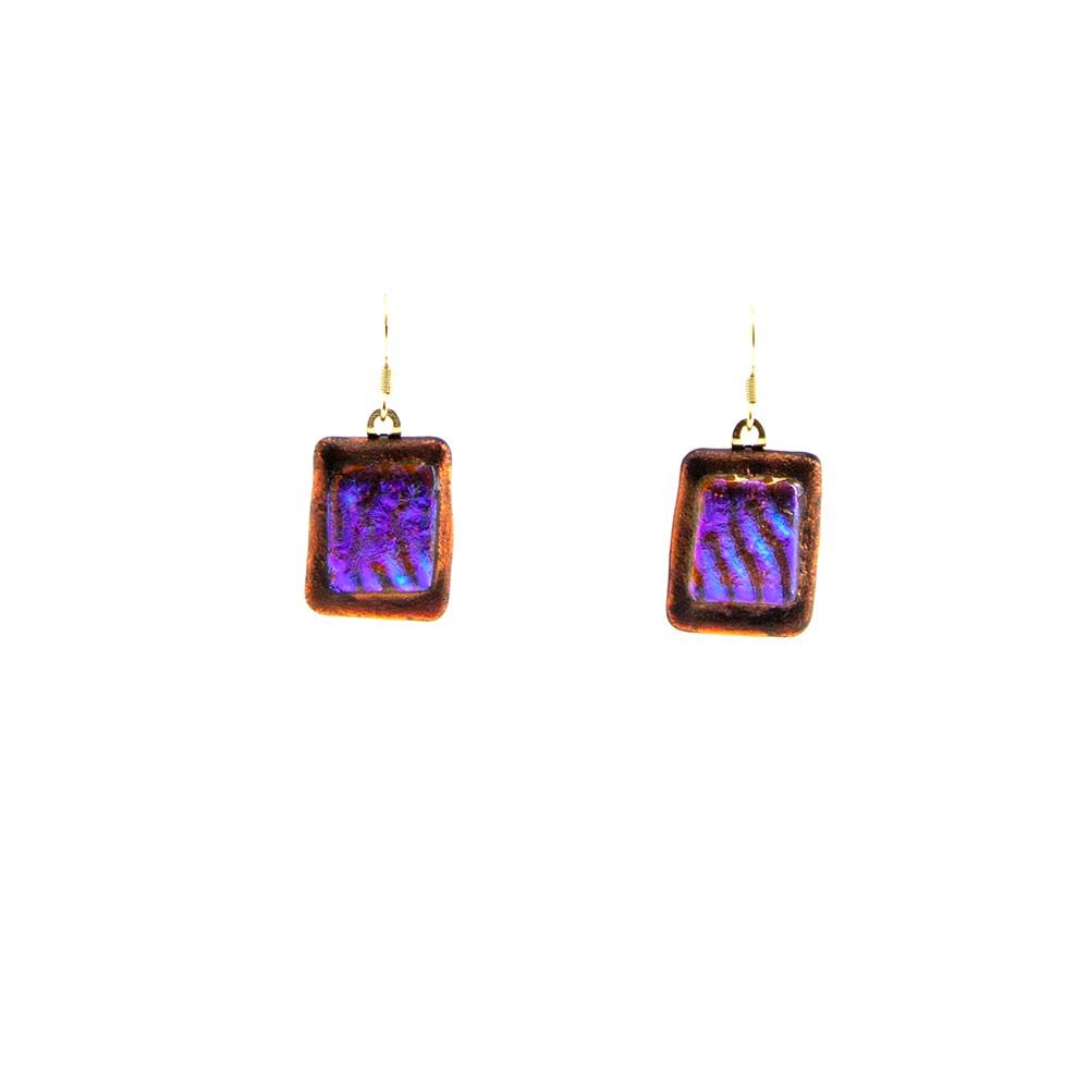 Red Holiday with Lavender Bead Glass, earrings VINK891