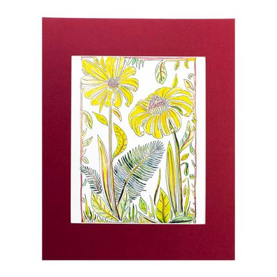 Sunflowers &amp; Black-eyed Susans, print with mat BARC243