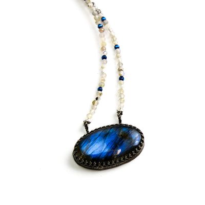 Ima Labradorite &amp; Blue Hematite, necklace REIP196