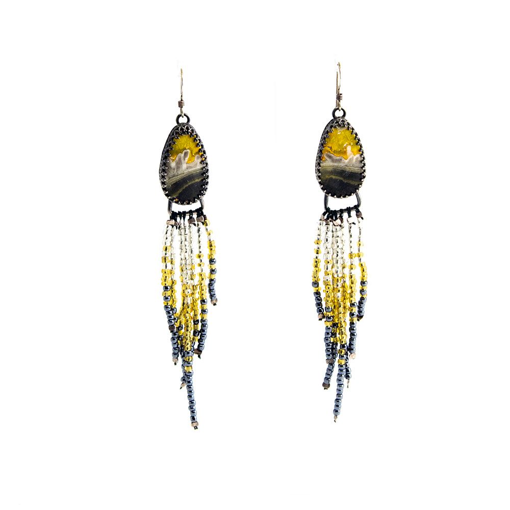 Bumble Bee Jasper Fringe, earrings REIP206