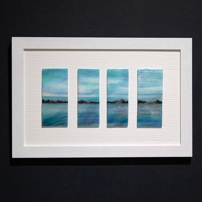 Ocean Landscape in Four Panels, glass VINK897
